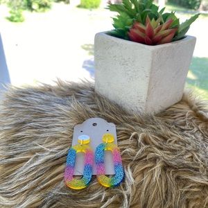 3 for 30$ blue, yellow, and pink resin earrings